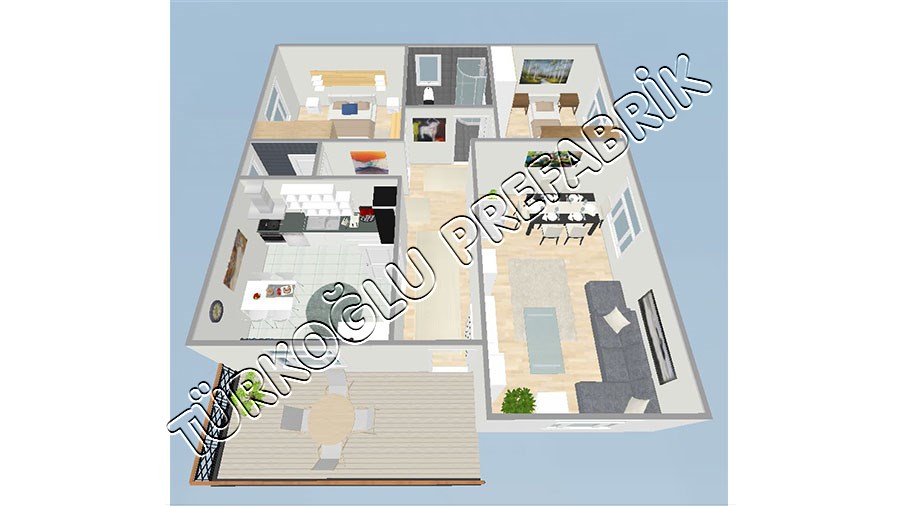 105 M2 Özel Prefabrik Proje Planları