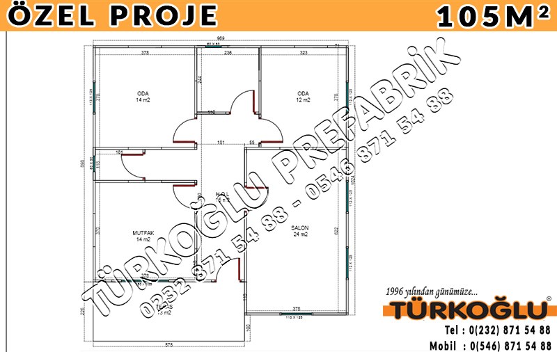 105 M2 Özel Prefabrik Proje Planları