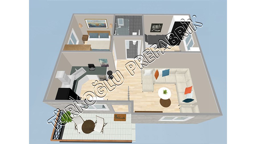 54 M2 Özel Prefabrik Proje Planları