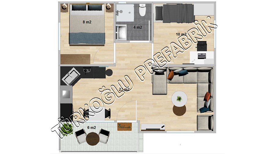 54 M2 Özel Prefabrik Proje Planları