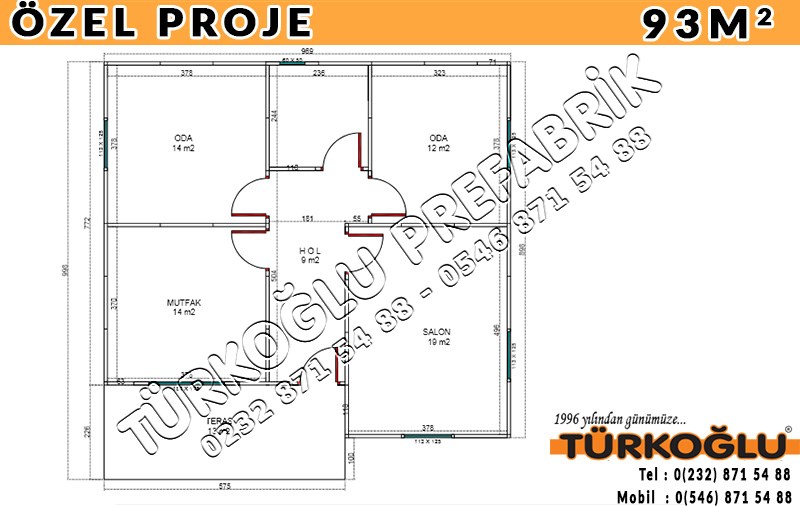 93 M2 Özel Prefabrik Proje Planları