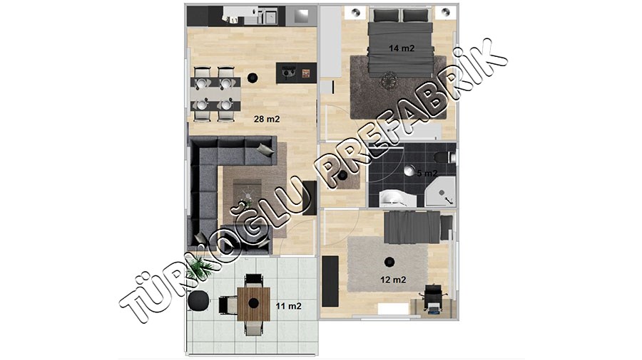 73 M2 Özel Prefabrik Proje Planları