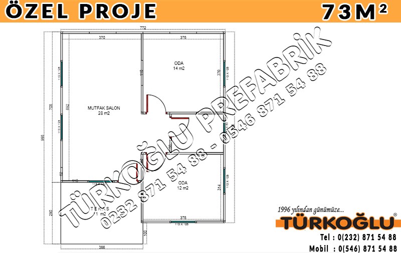 73 M2 Özel Prefabrik Proje Planları