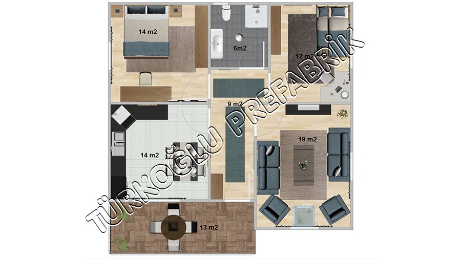 93 M2 Özel Prefabrik Proje Planları