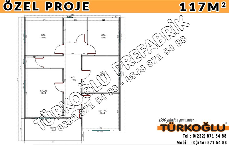 117 M2 Özel Prefabrik Proje Planları